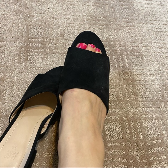 H&M Black Faux Suede Mule Heeled Sandals Size 5 (35) - Picture 4 of 15